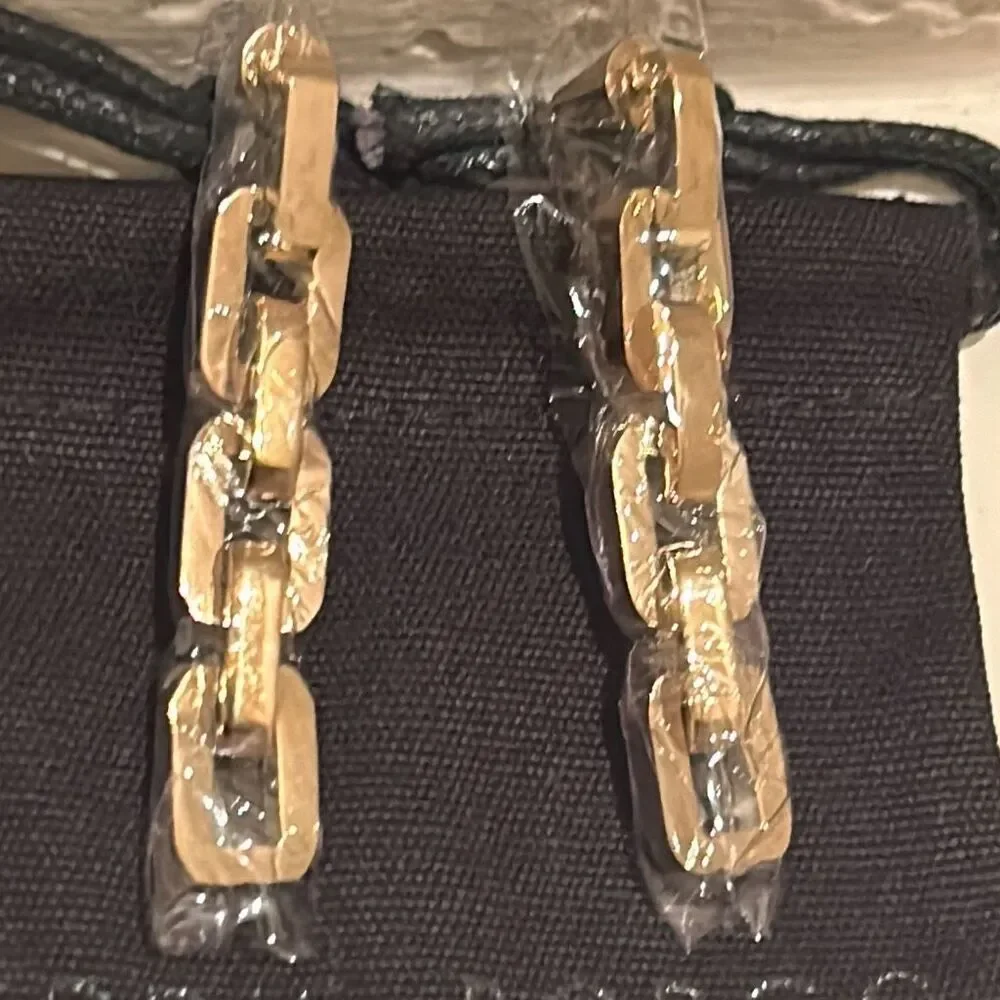 Eddie Borgo Supra Chain Link Drop Earrings 12k Gold Finish New
